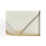 PRADA Saffiano metal triangular logo single-shoulder crossbody wallet for women in white